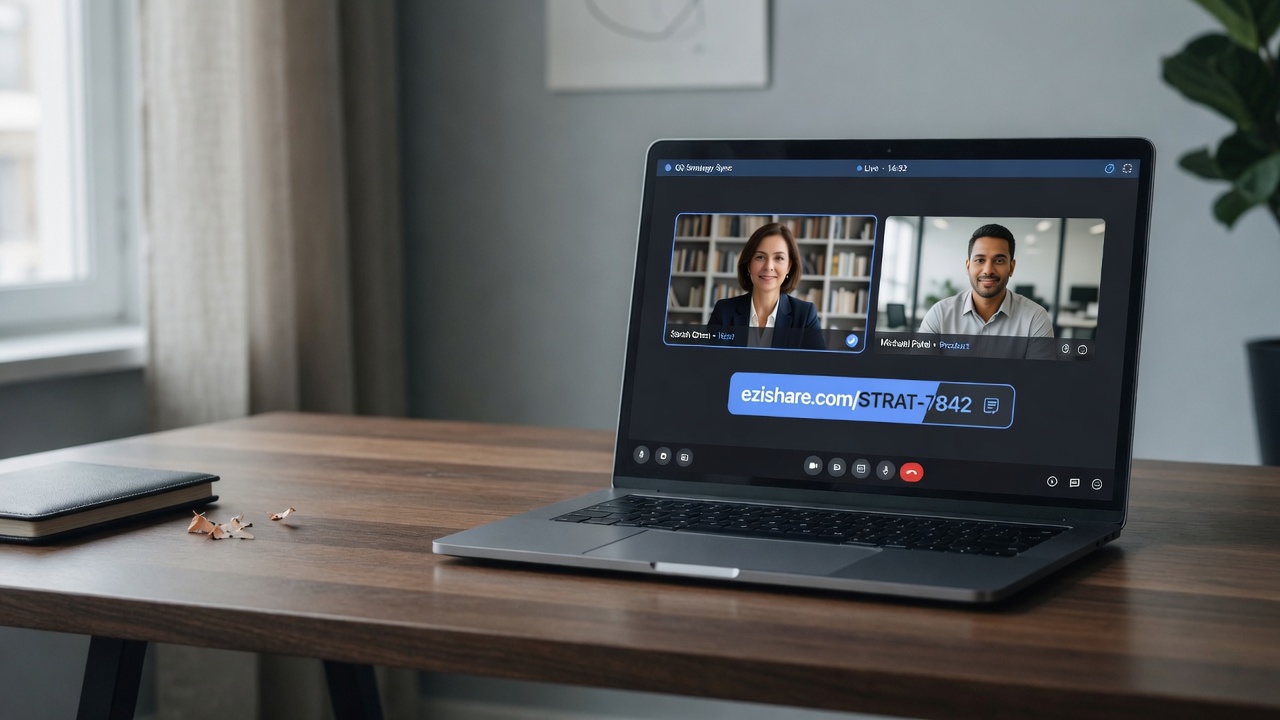 Laptop showing a private browser meeting